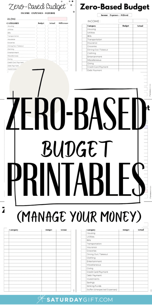 7 Zero-Based Budget Printables | SaturdayGift