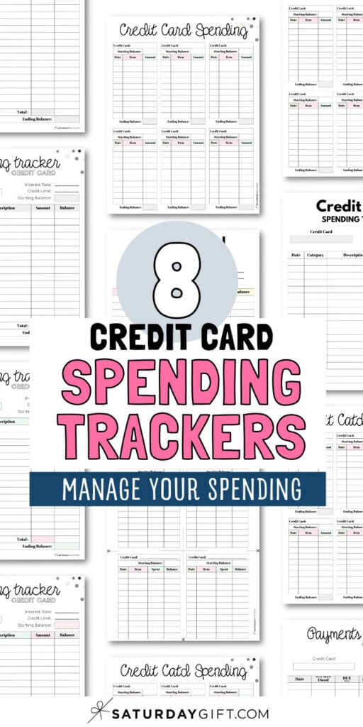 8 Credit Card Spending Tracker PDFs | SaturdayGift