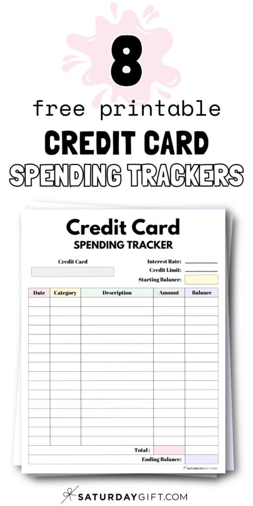 8 Free Printable Credit Card Spending Trackers | SaturdayGift