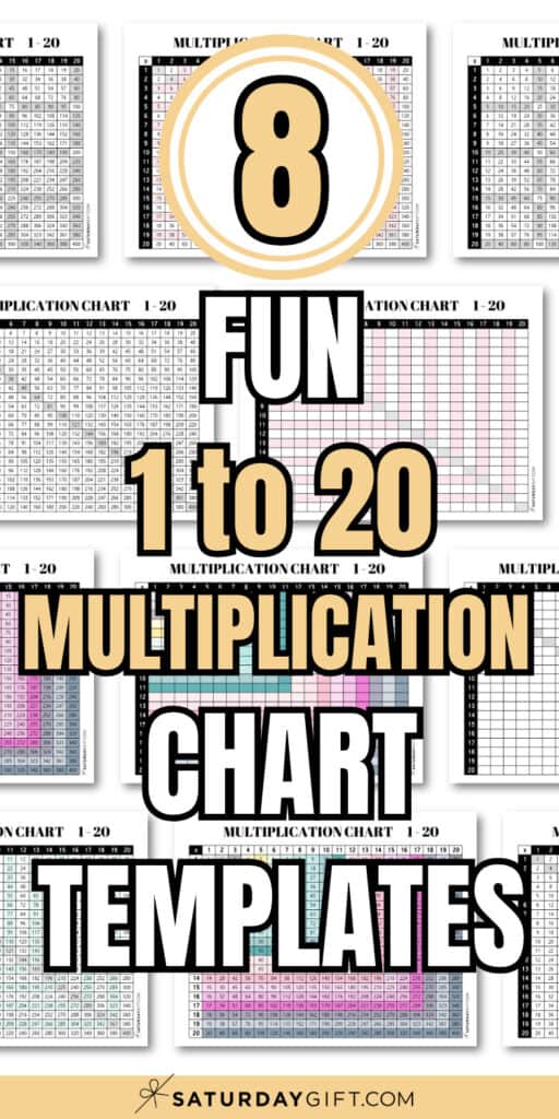 8 Fun 1-20 Multiplication Chart Templates | SaturdayGift