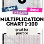 8 Helpful Prntable & Simple Multiplication Chart 1 too 100 - Great for Practice | SaturdayGift