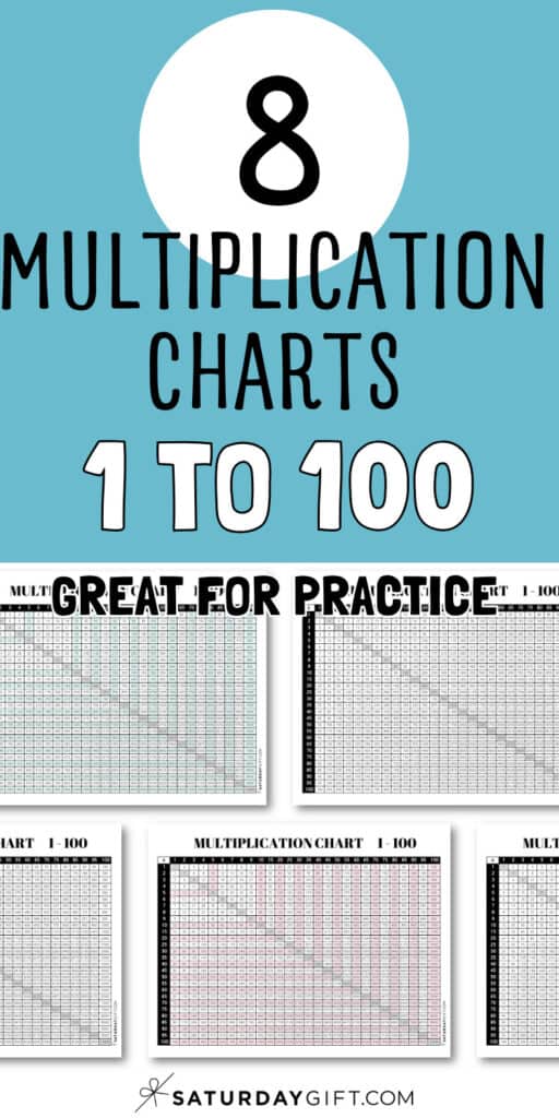 8 Multiplication Charts 1 to 100 - Great for Practice | SaturdayGift