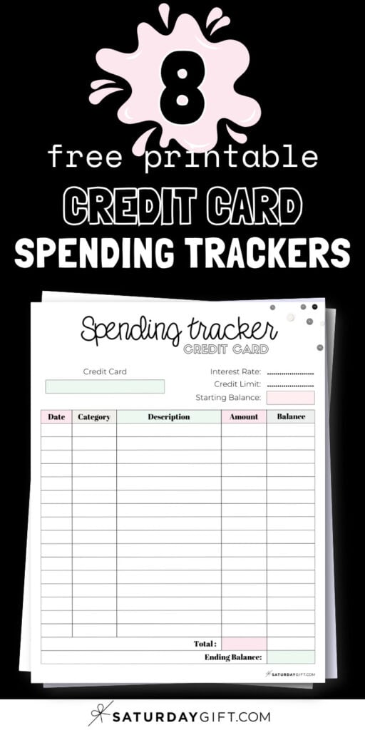 8 Printable Credit Card Spending Trackers | SaturdayGift