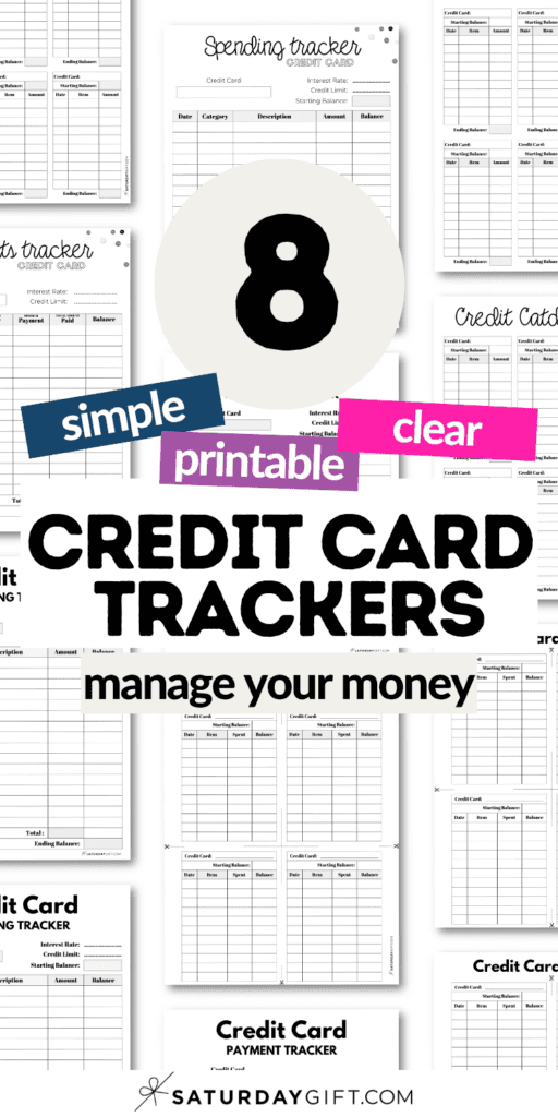 8 Simple and Printable Credit Card Trackers | SaturdayGift