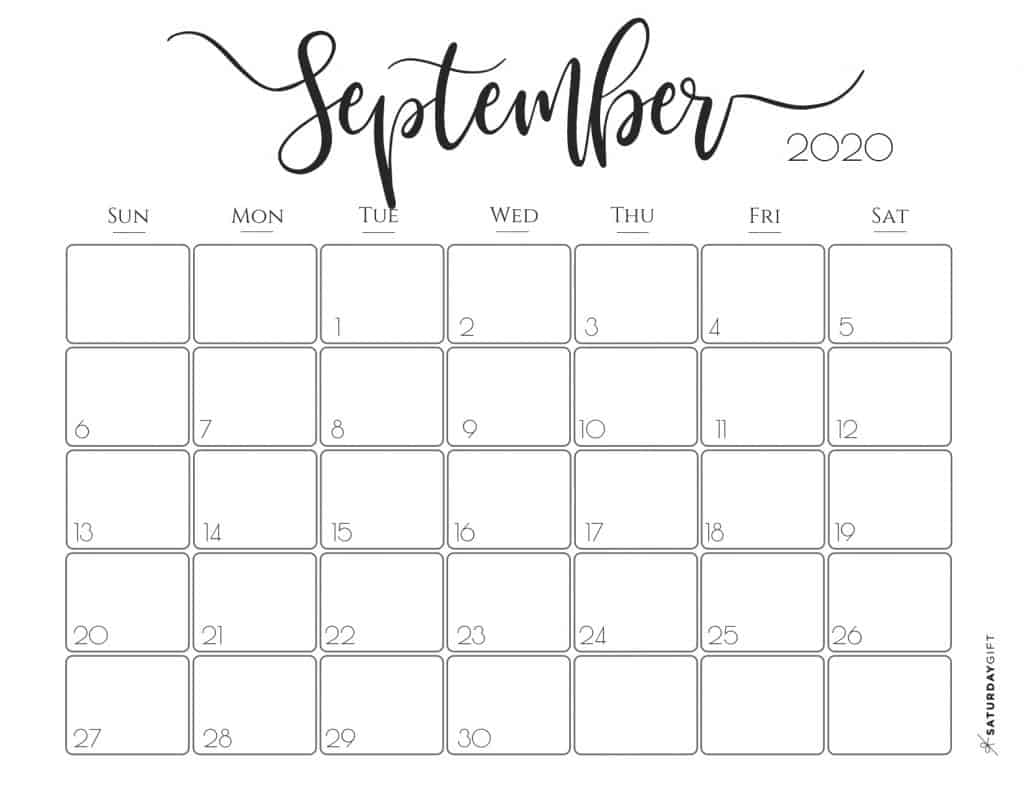 Elegant 2020 Calendar Free Printables | SaturdayGift