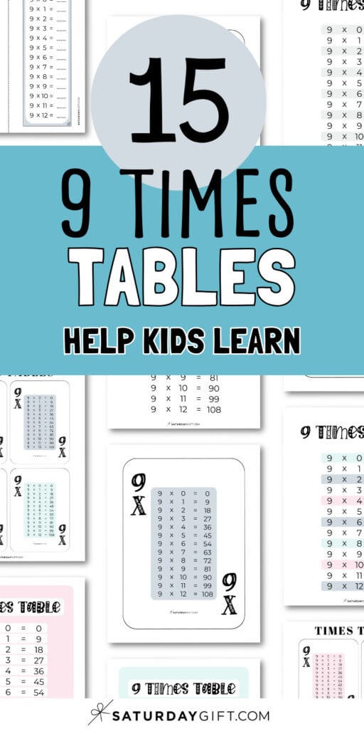 9 Times Tables - Help Kids Learn | SaturdayGift