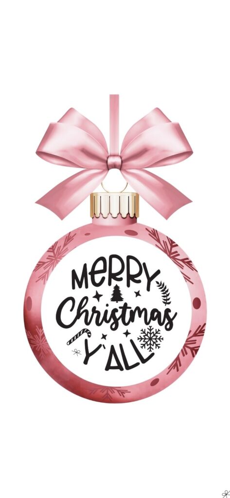 Rose Gold Christmas Ball & Quote Wallpaper: Merry Christmas Y'All
