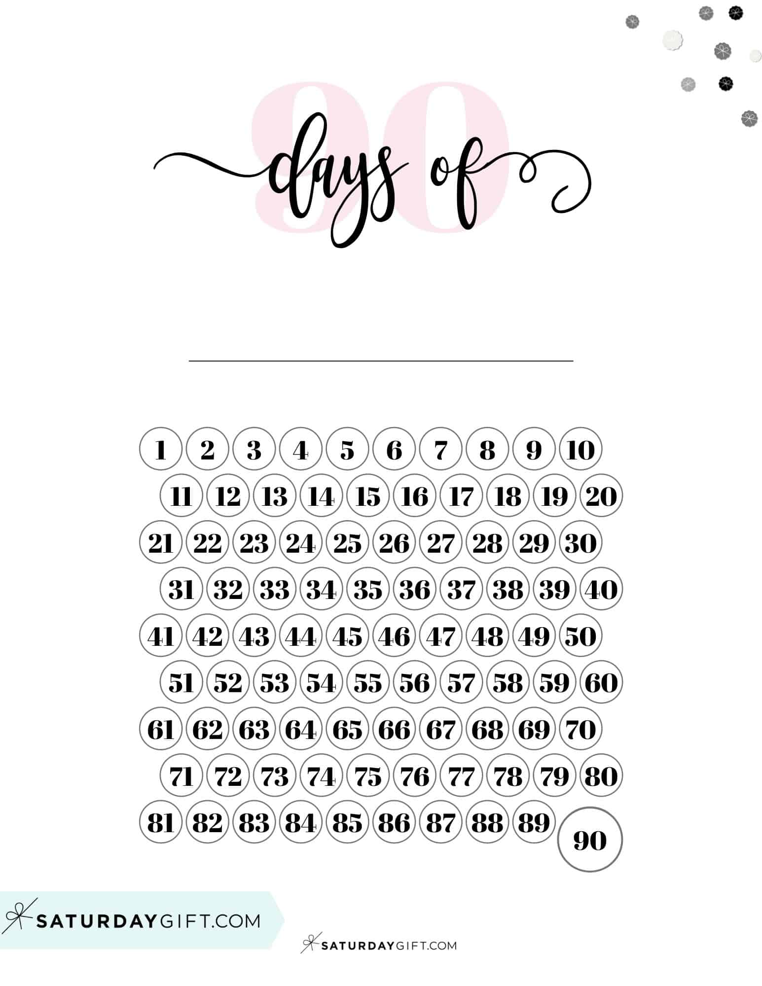 90 day habit tracker printable PDF pink