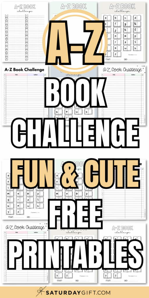A-Z Book Challenge Fun & Cute Free Printables | SaturdayGift