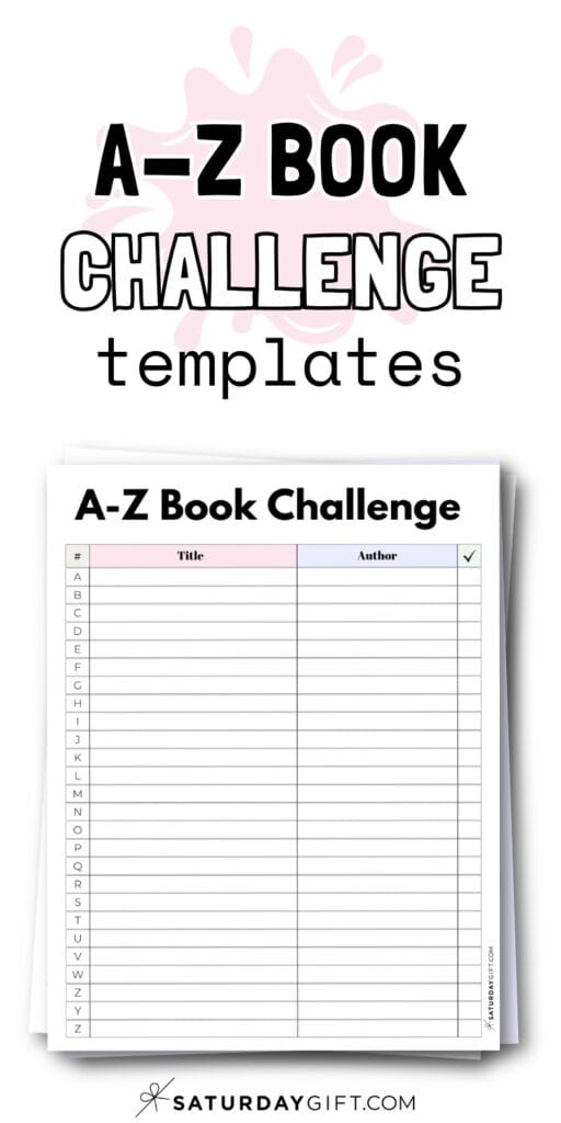 A-Z Book Challenge Printable PDF | SaturdayGift