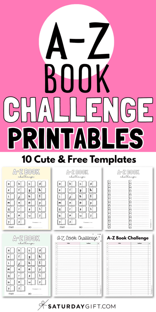A-Z Book Challenge Printables - Cute Free Templates | SaturdayGift