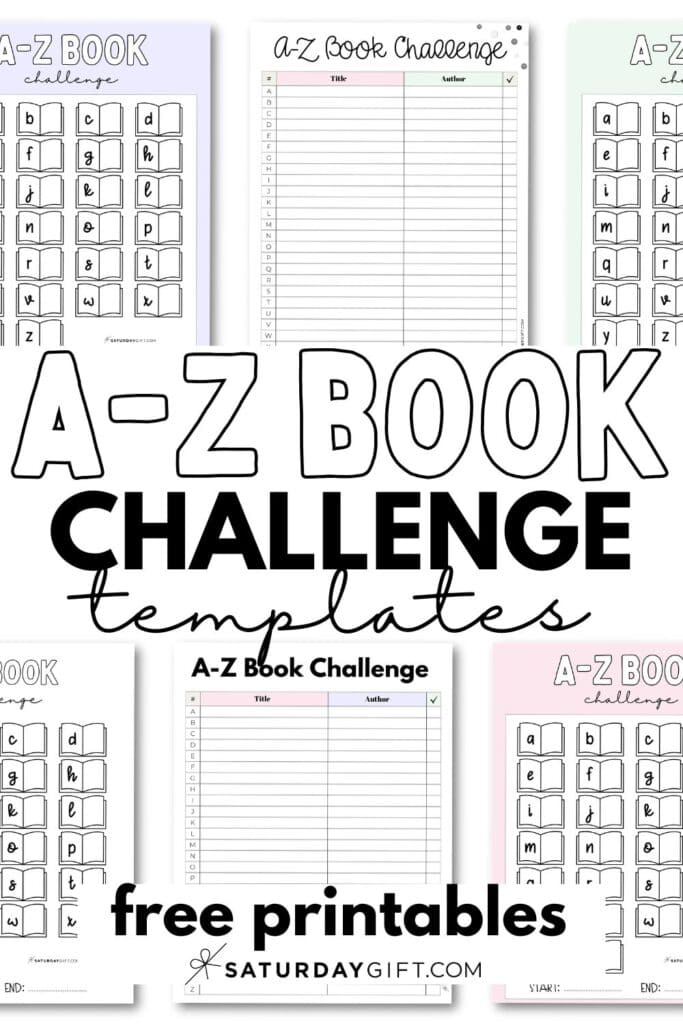A-Z Book Challenge Template Aesthetic Free Printables | SaturdayGift