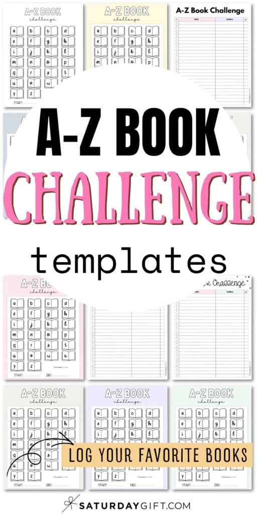 A-Z Book Challenge Templates - Log Your Favorite Books | SaturdayGift
