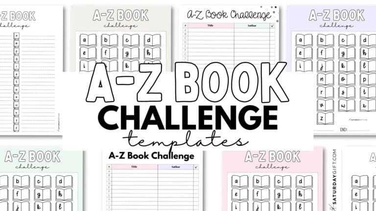 A to Z Book Challenge Aesthetic Free Printable Templates | SaturdayGift