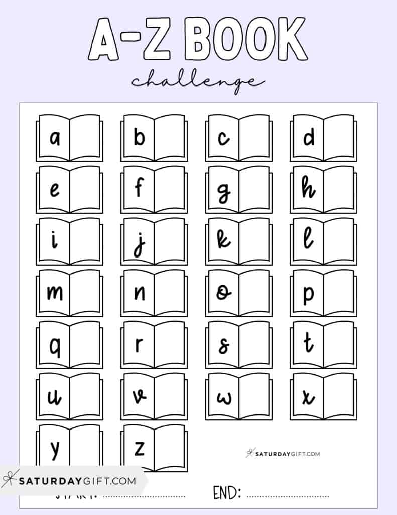 A to Z Book Challenge Template Printable Free Lilac PDF