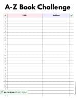 A to Z Book Challenge Template - 10 Free Printables | SaturdayGift