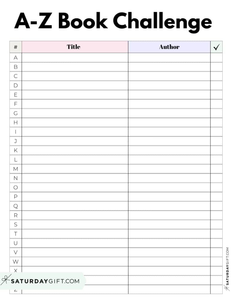 A to Z Book Reading List Challenge PDF