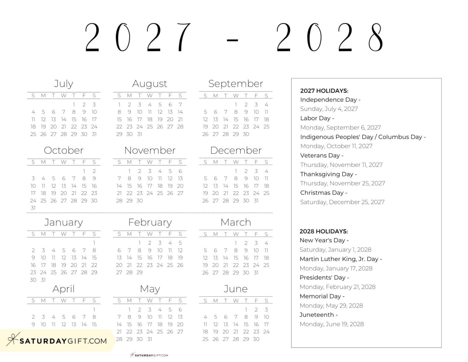 Usc Calendar 2027-28