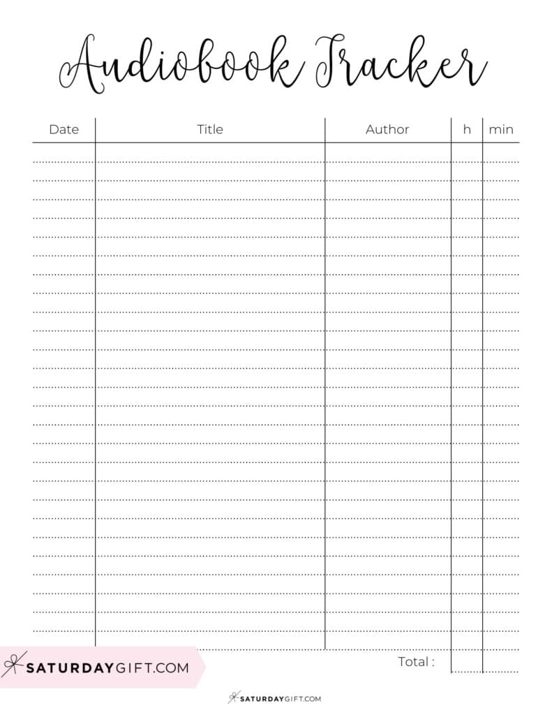 Aesthetic Audiobook Tracker Printable