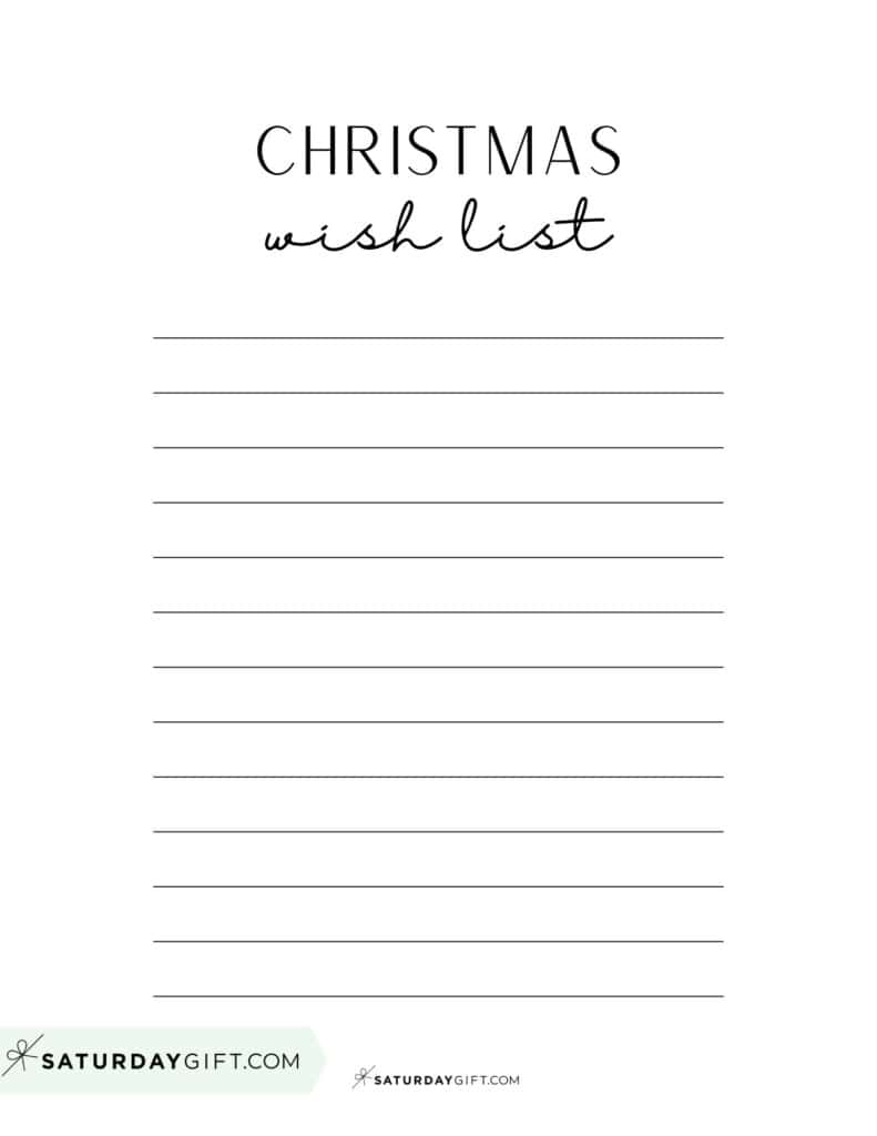 Aesthetic Christmas Wish List Black & White | SaturdayGift