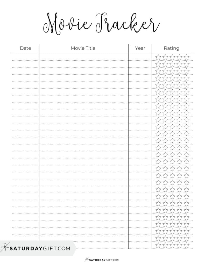 Aesthetic Movie Tracker - Free Printable