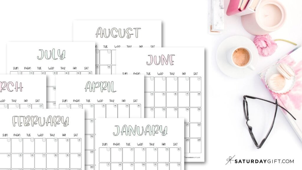 Aesthetic calendar templates - free printable by SaturdayGift