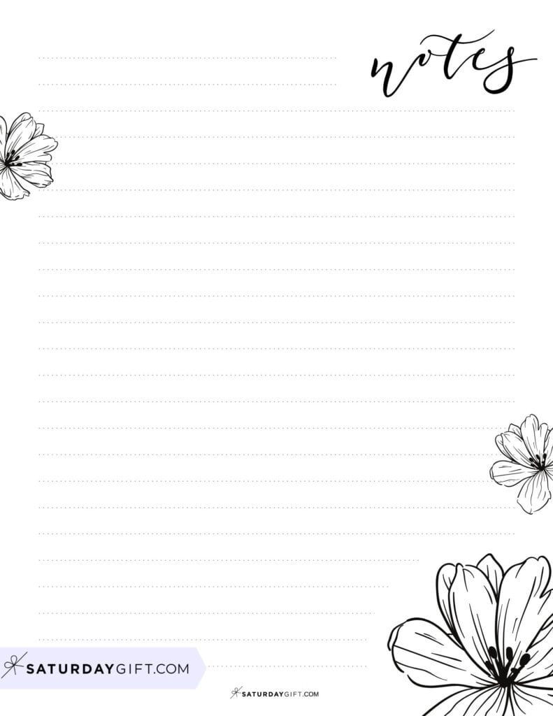 Aesthetic note pages with flowers | SaturdayGift