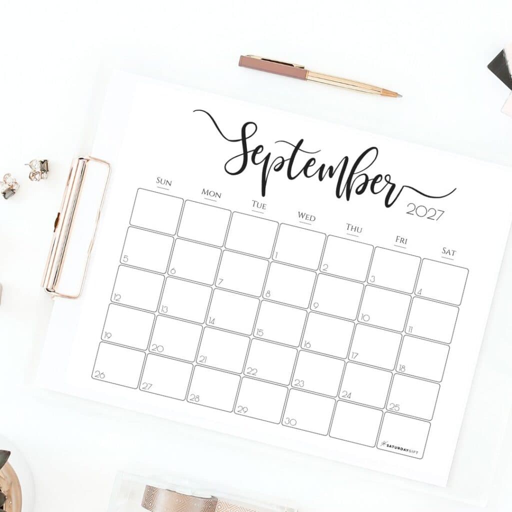 Aesthetic printable Calendar 2027 by SaturdayGift