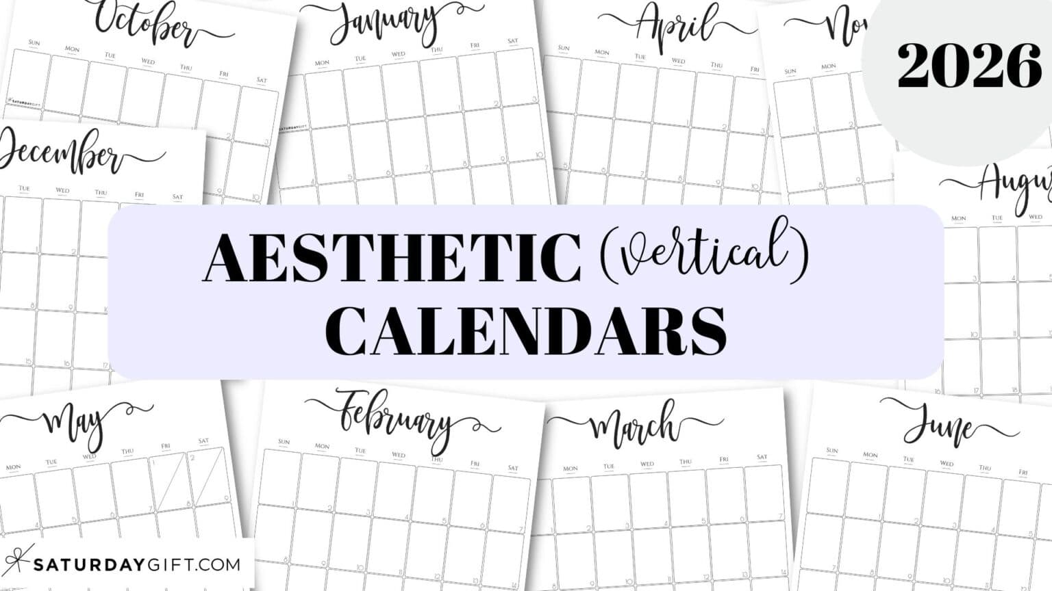 Printable Calendars by Saturday Gift (Free & Super Cute)