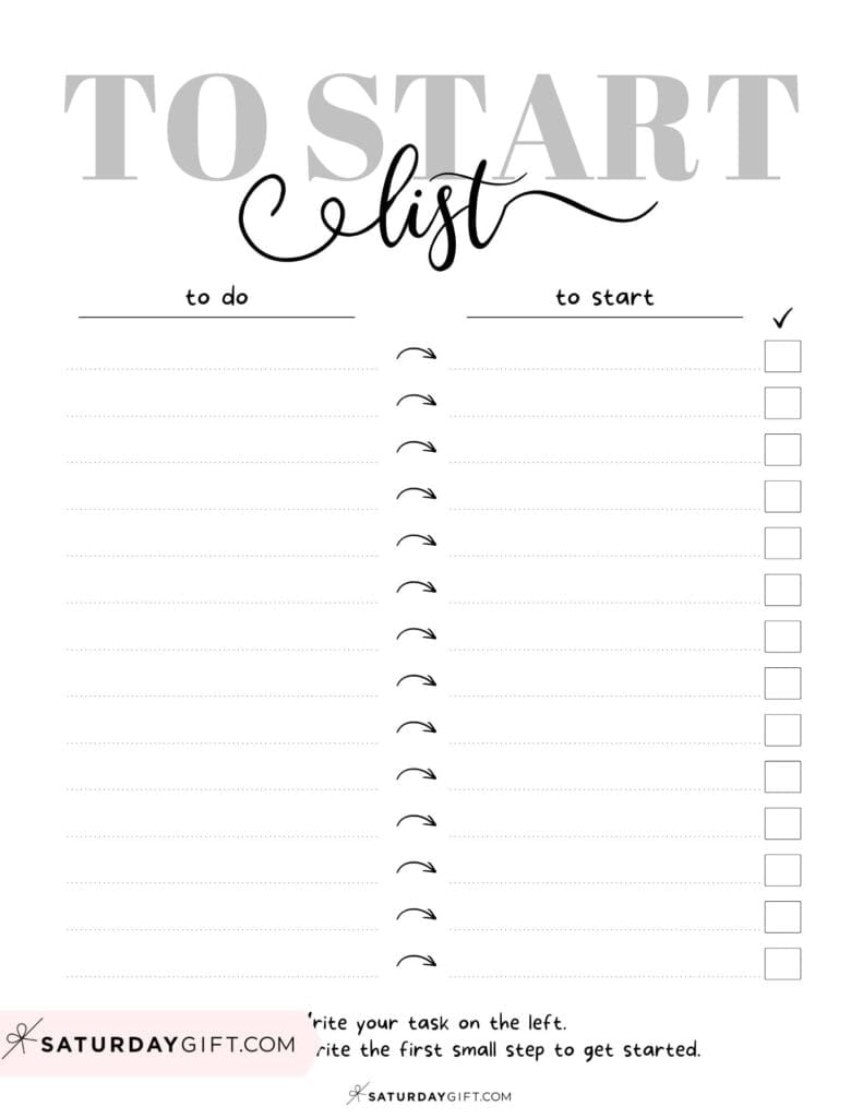 Anti Overwhelm Planner &ndash; Neutral Minimal To Start List Template | SaturdayGift