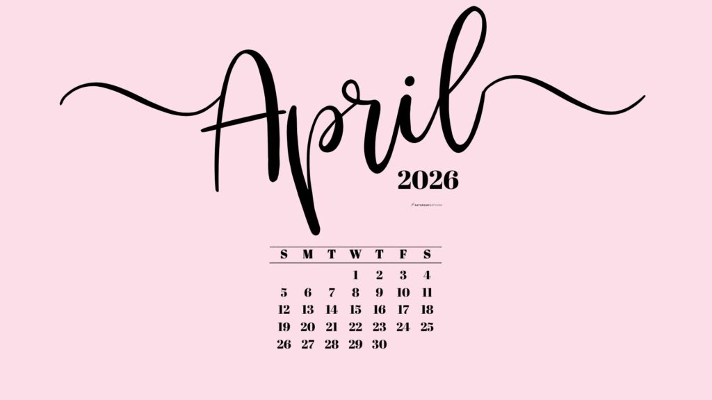April 2026 Desktop Background Wallpaper - Pink | SaturdayGift