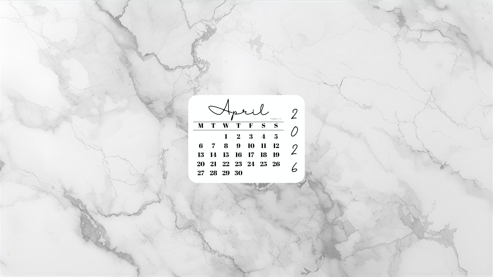 April 2026 Desktop Wallpaper Background - Light Grey | SaturdayGift