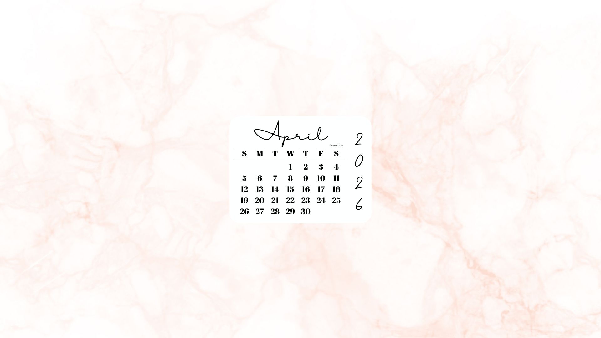 April 2026 Desktop Wallpaper Background - Peach | SaturdayGift
