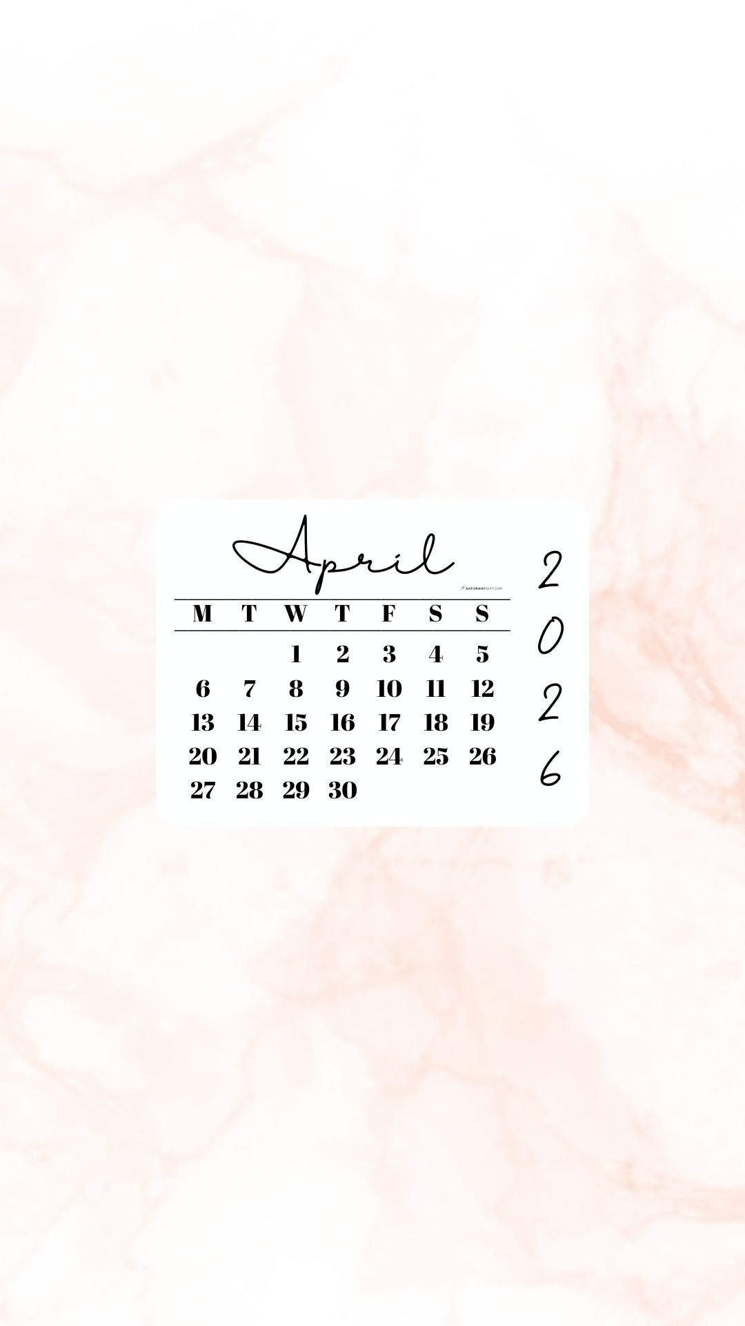 April 2026 Phone Wallpaper Background - Peach | SaturdayGift