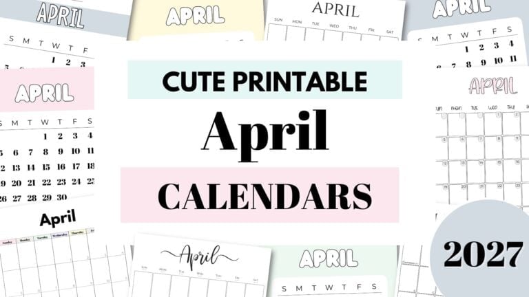 April 2027 Cute Free Printable Calendars by SaturdayGift