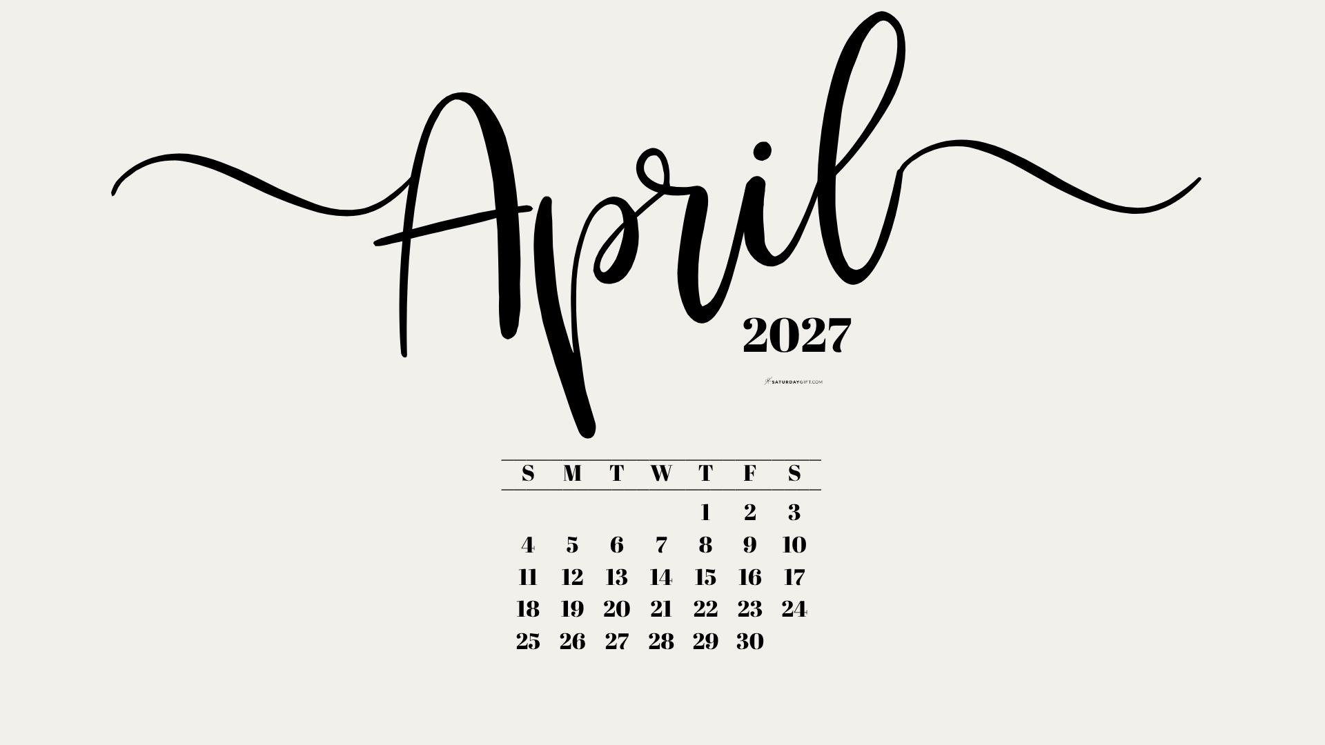 April 2027 Desktop Background Wallpaper - Beige | SaturdayGift