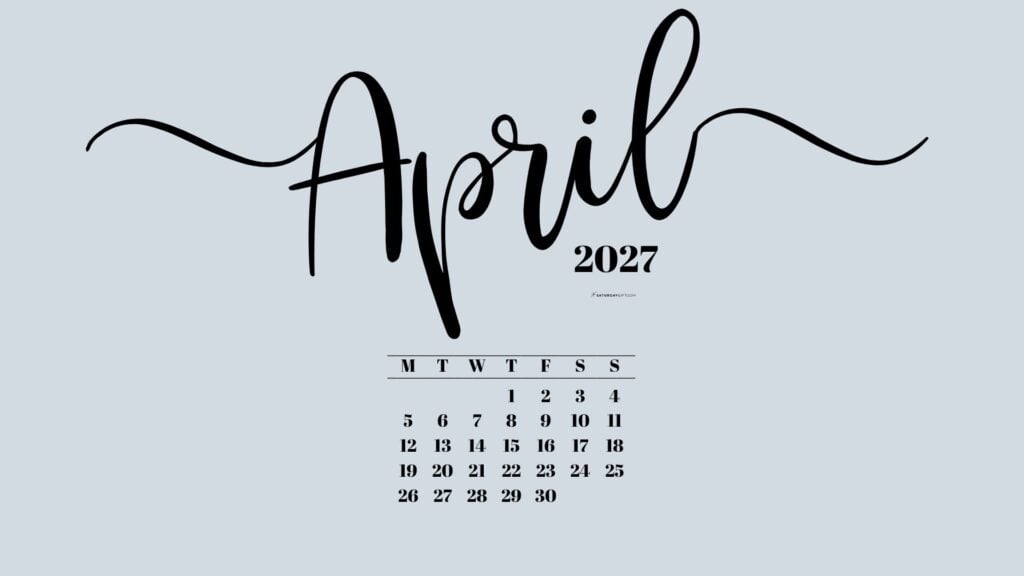 April 2027 Desktop Background Wallpaper - Grey | SaturdayGift