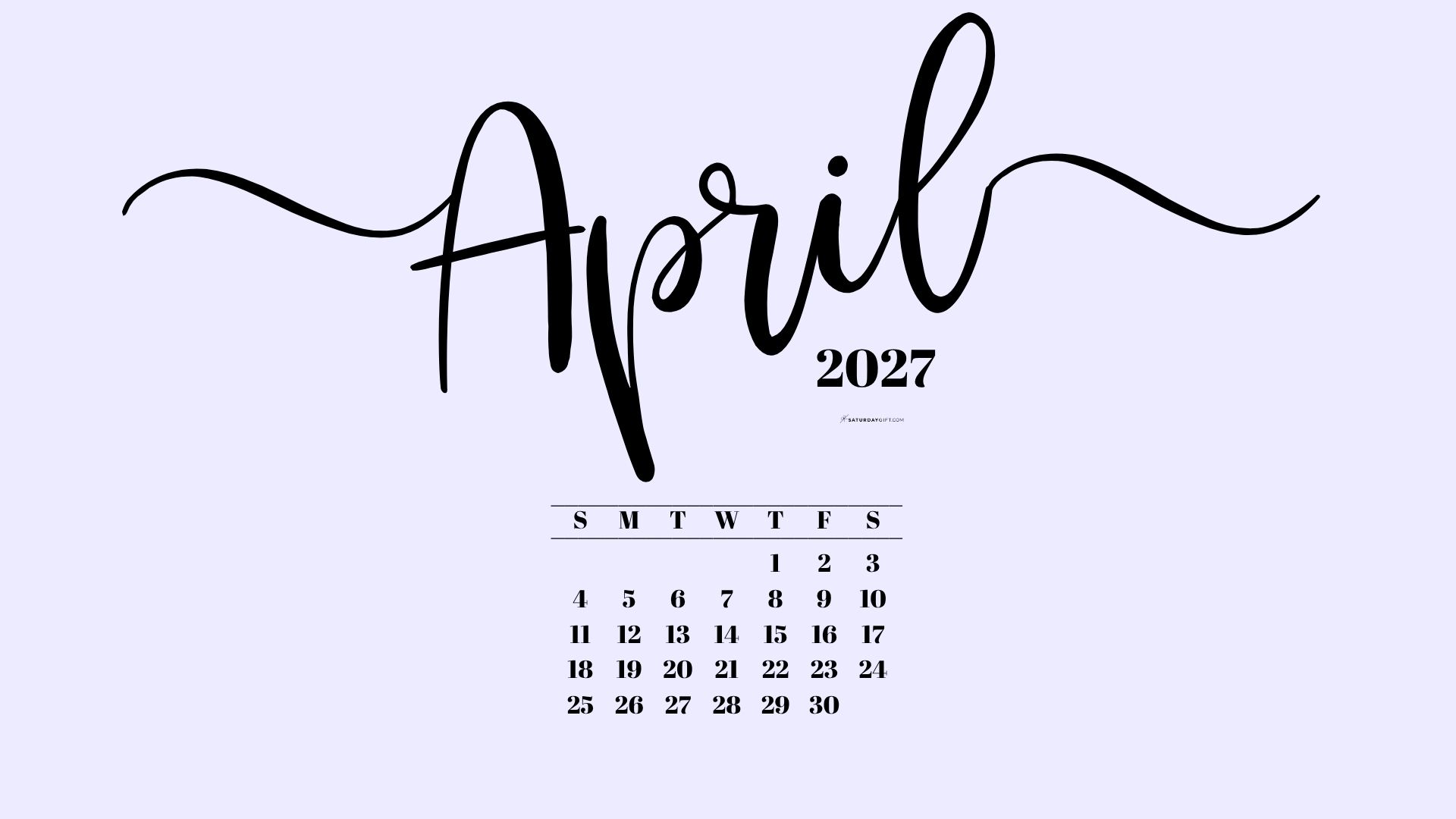 April 2027 Desktop Background Wallpaper - Lilac | SaturdayGift