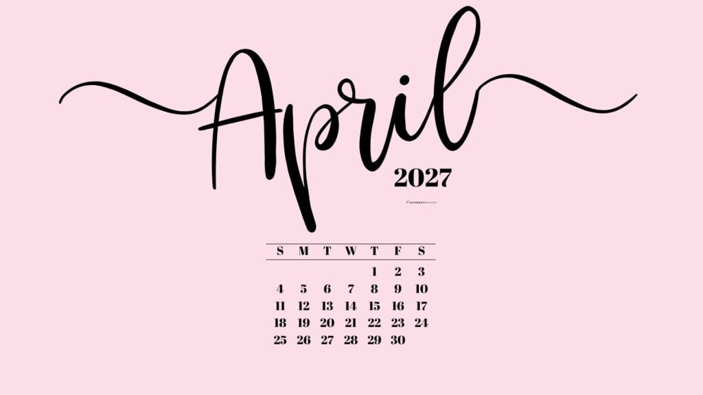 April 2027 Desktop Background Wallpaper - Pink | SaturdayGift