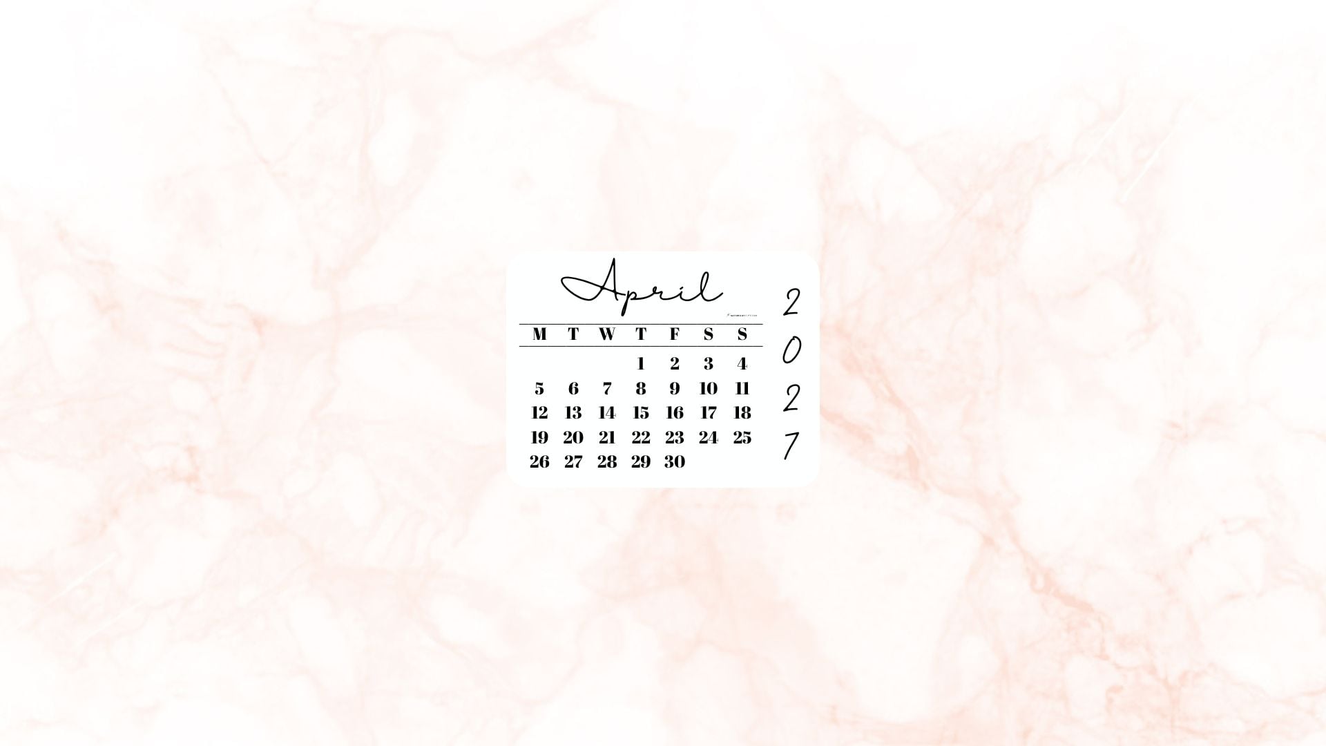 April 2027 Desktop Wallpaper Background - Peach | SaturdayGift