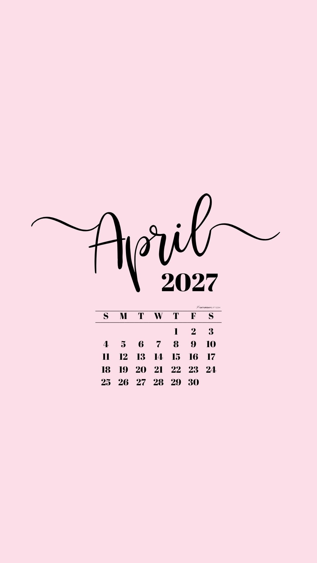 April 2027 Phone Background Wallpaper - Pink | SaturdayGift