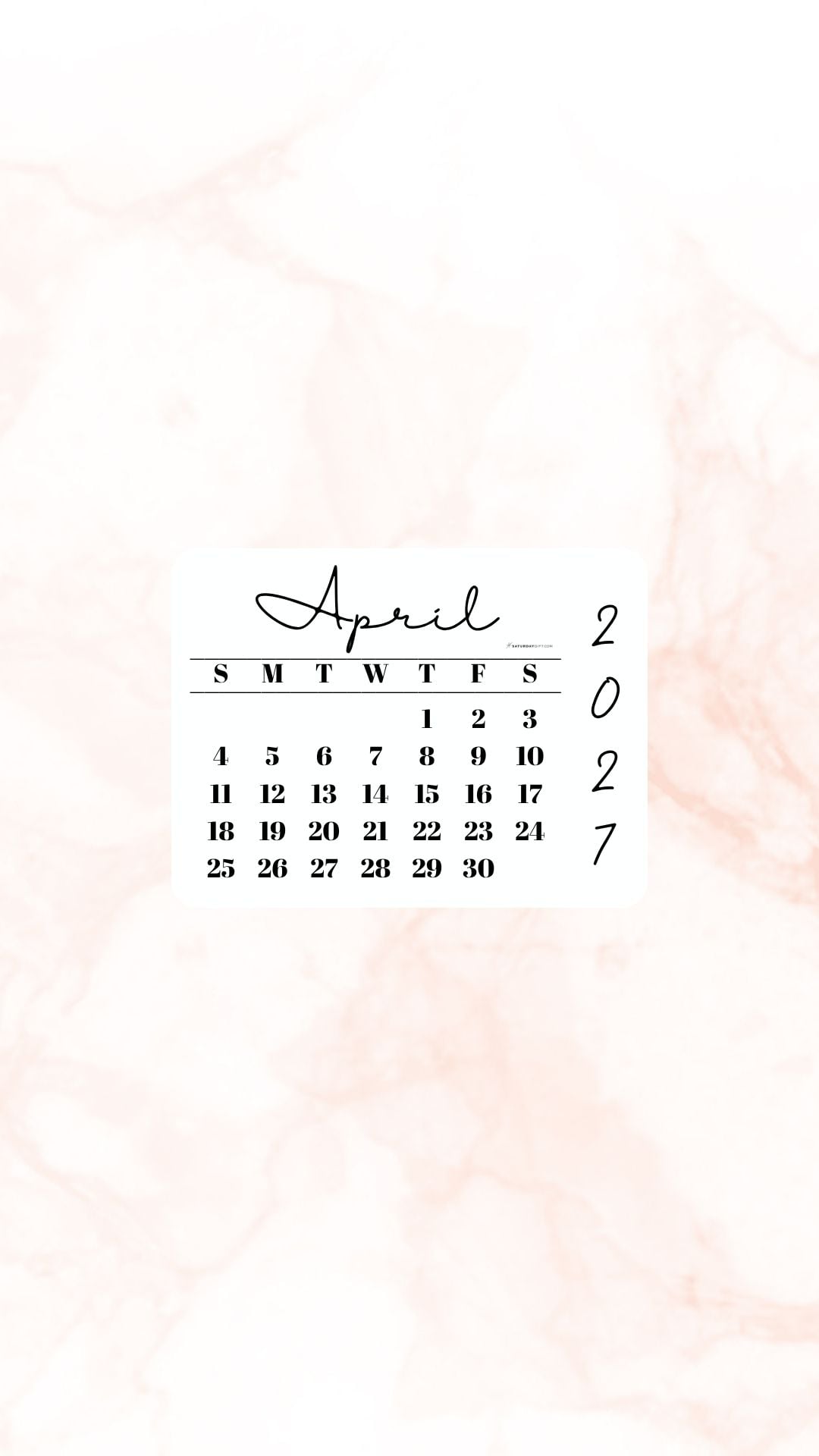 April 2027 Phone Wallpaper Background - Peach | SaturdayGift