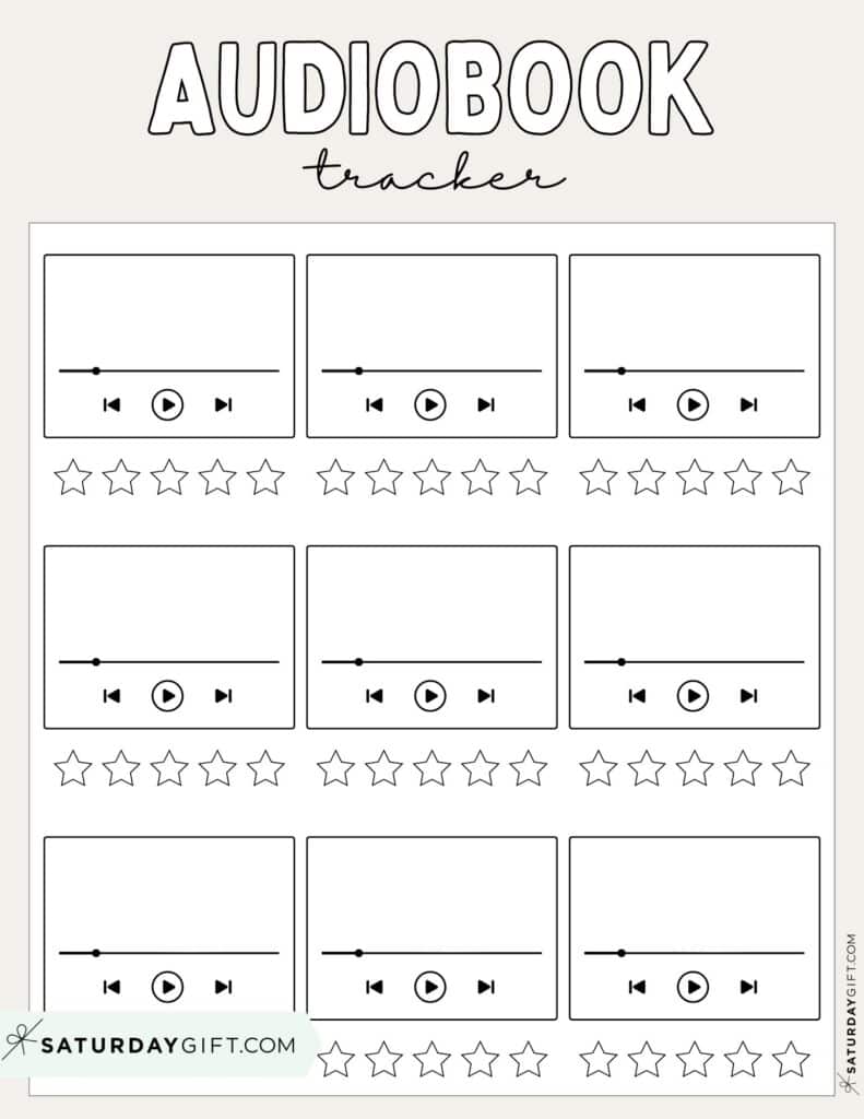 Audiobook Tracker Beige - Cute Free Printable