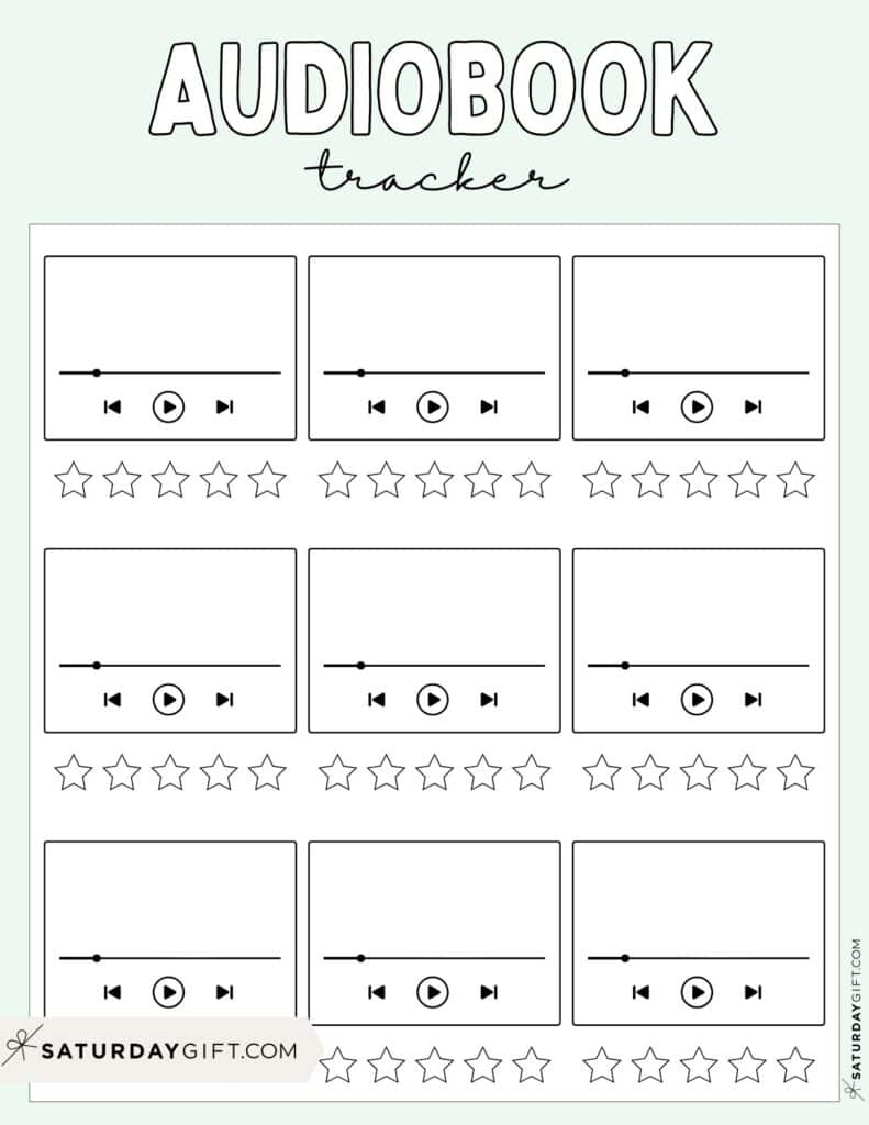 Audiobook Tracker Green - Cute Free Printable