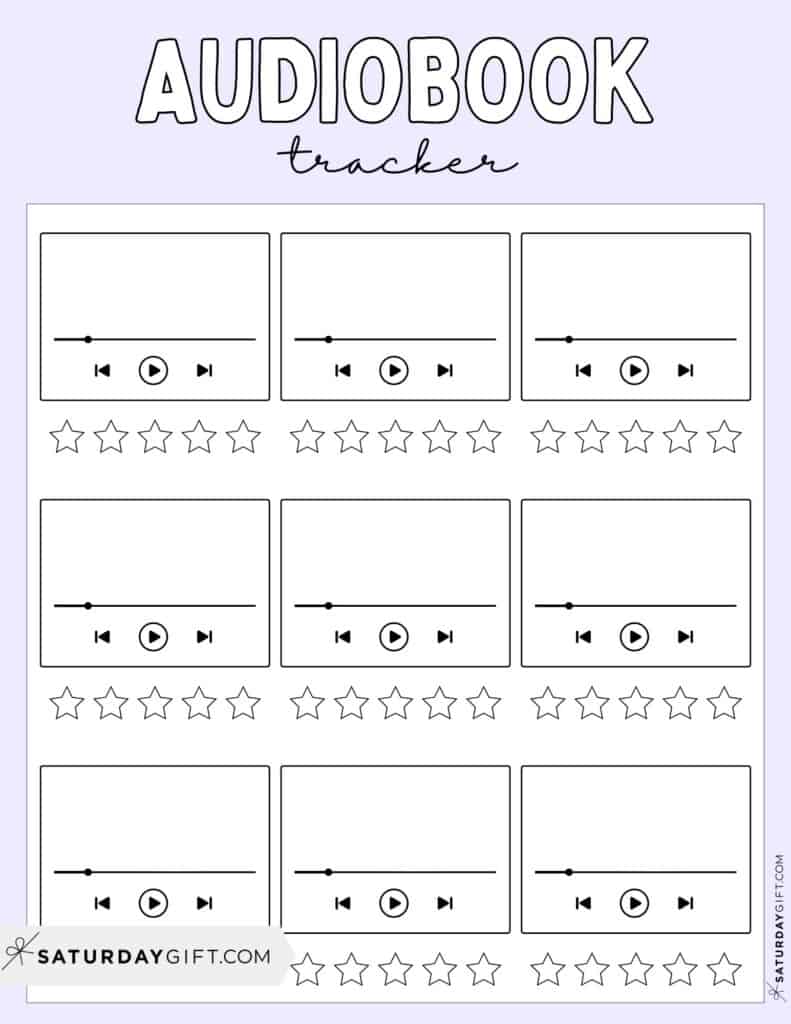 Audiobook Tracker Lilac - Cute Free Printable
