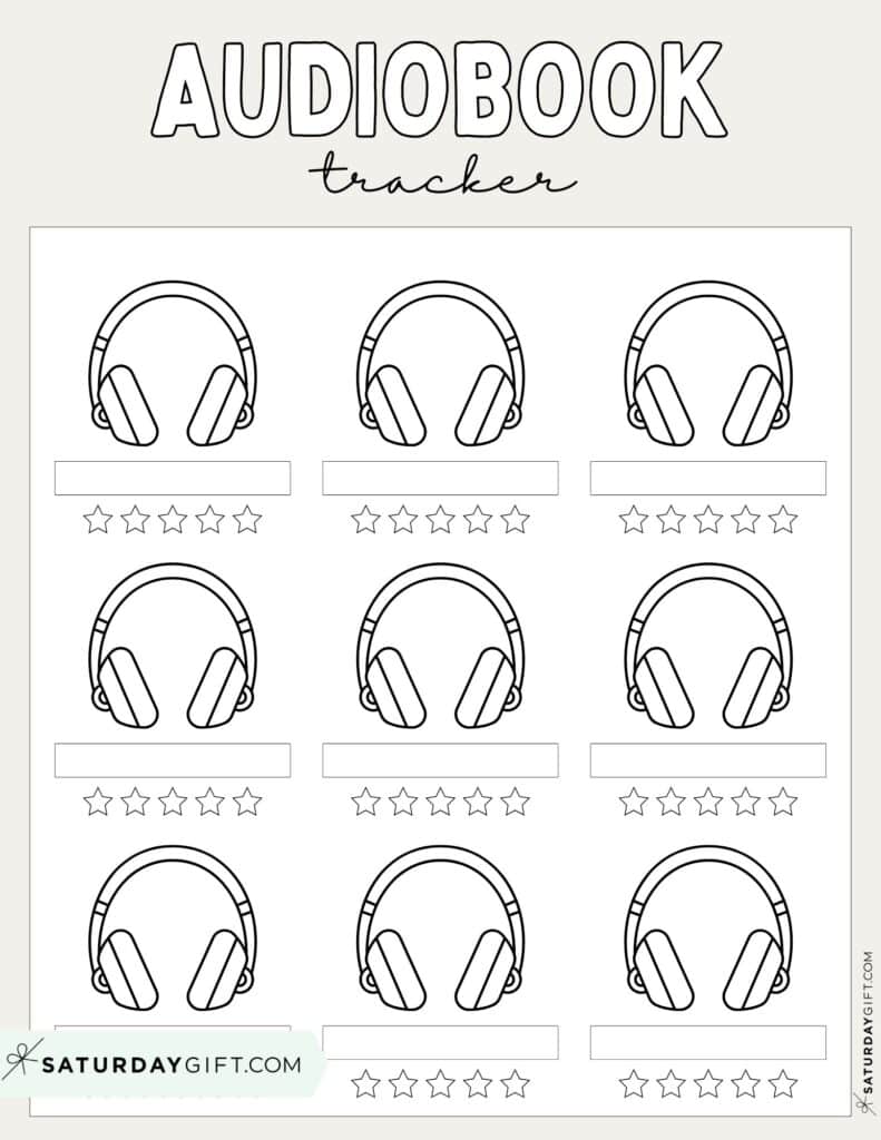 Audiobook Tracker Printable Template Beige
