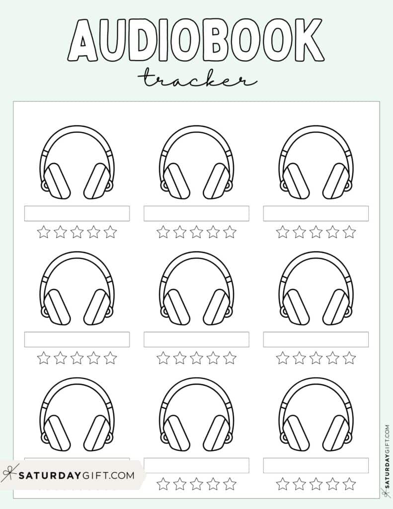 Audiobook Tracker Printable Template Green