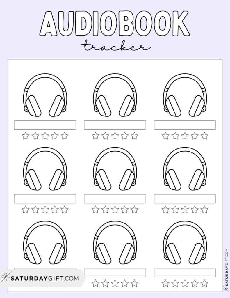 Audiobook Tracker Printable Template Lilac