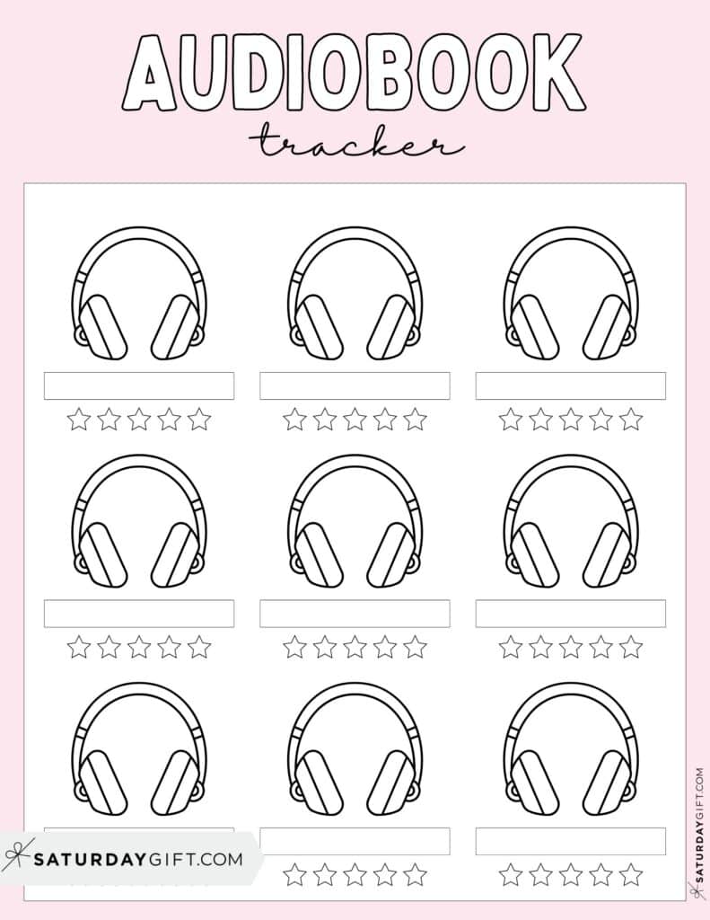 Audiobook Tracker Printable Template Pink