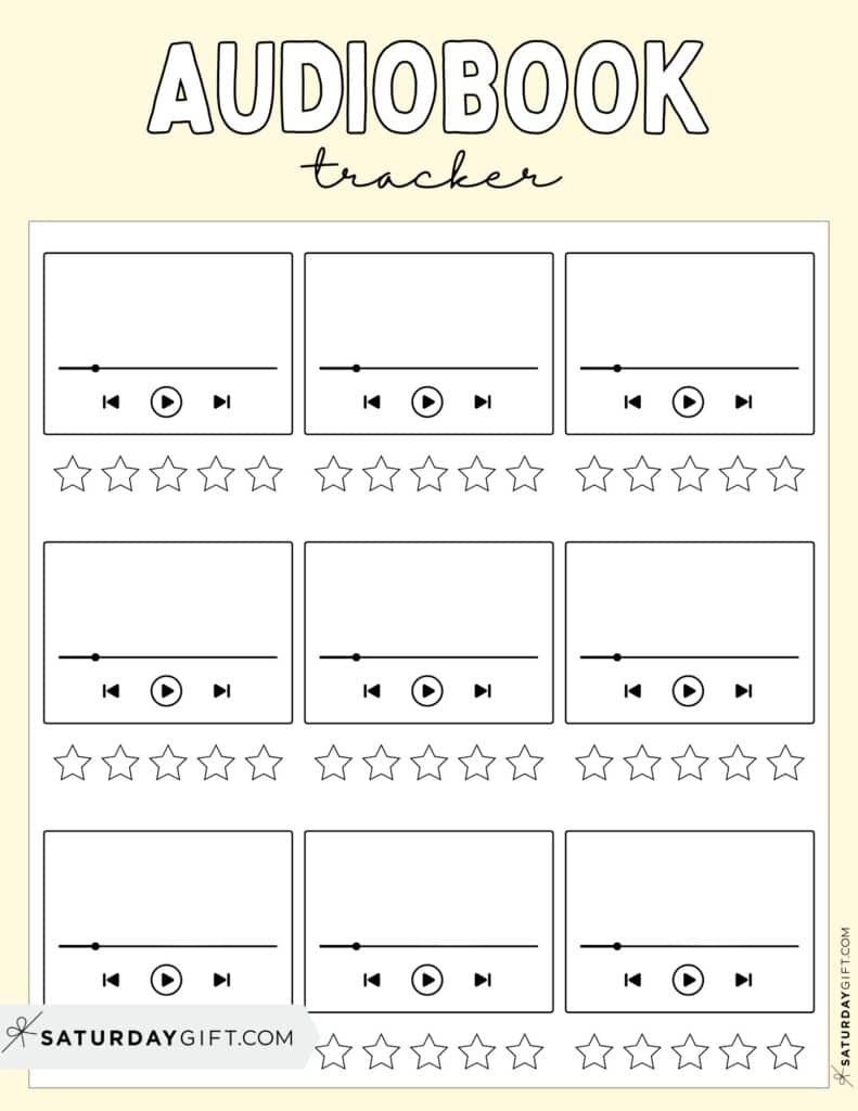 Audiobook Tracker Yellow - Cute Free Printable